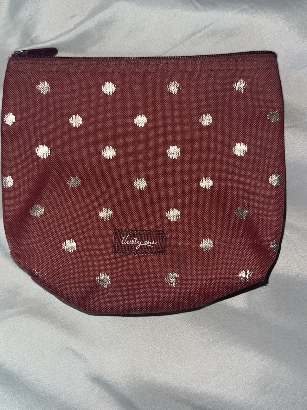 thirty-one Burgundy Cosmetic Pouch with Metallic Polka Dots
